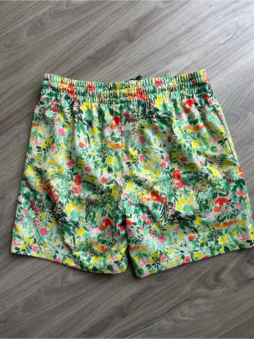 Green Multi FloralAthletic Mesh Lounge Trunks (Small)